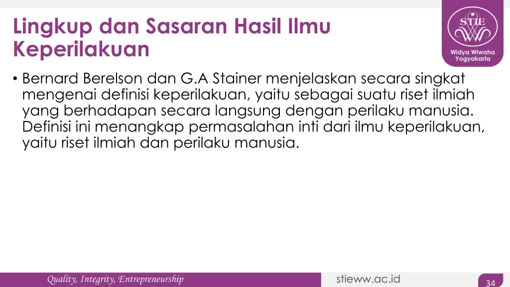 lingkup dan sasaran hasil ilmu keperilakuan