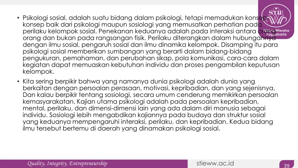 psikologi sosial adalah suatu bidang dalam