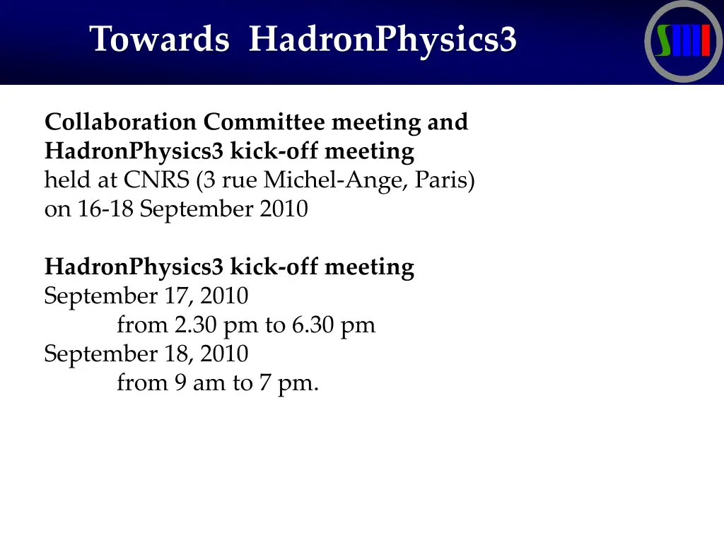 towards hadronphysics3 1