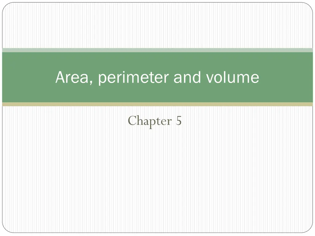 area perimeter and volume