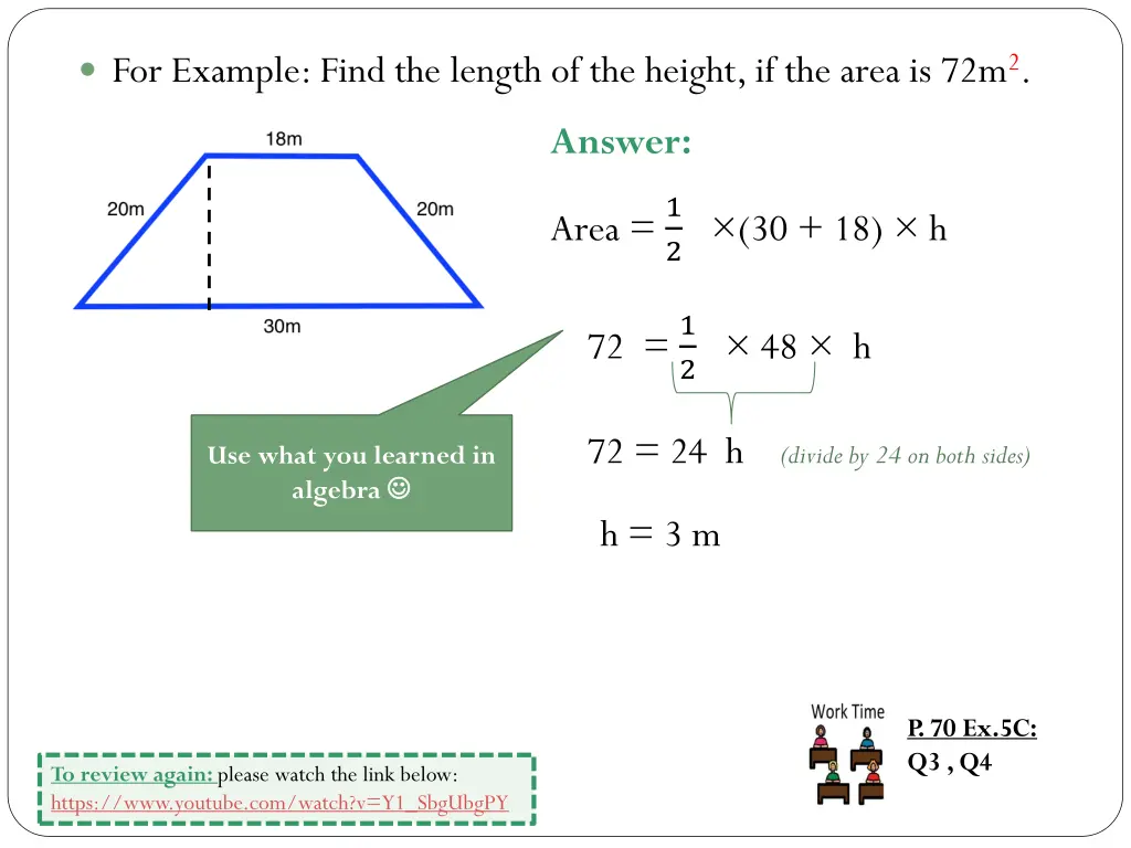 for example find the length of the height