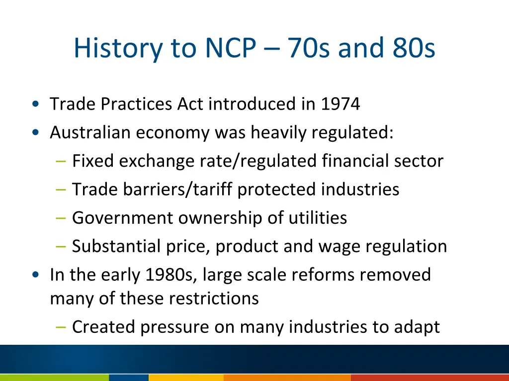 history to ncp 70s and 80s