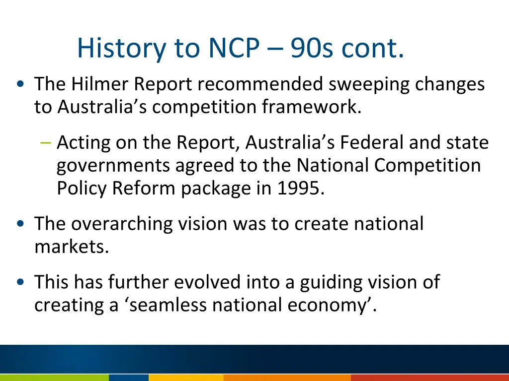 history to ncp 90s cont the hilmer report