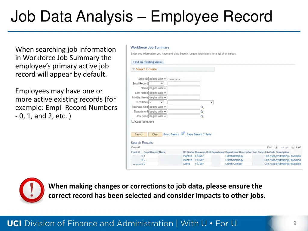 job data analysis employee record