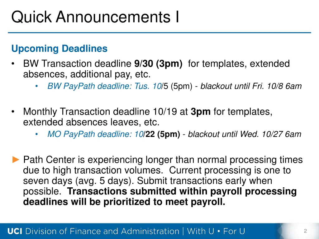 quick announcements i