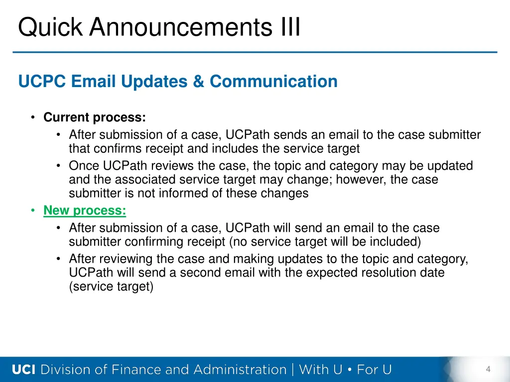 quick announcements iii