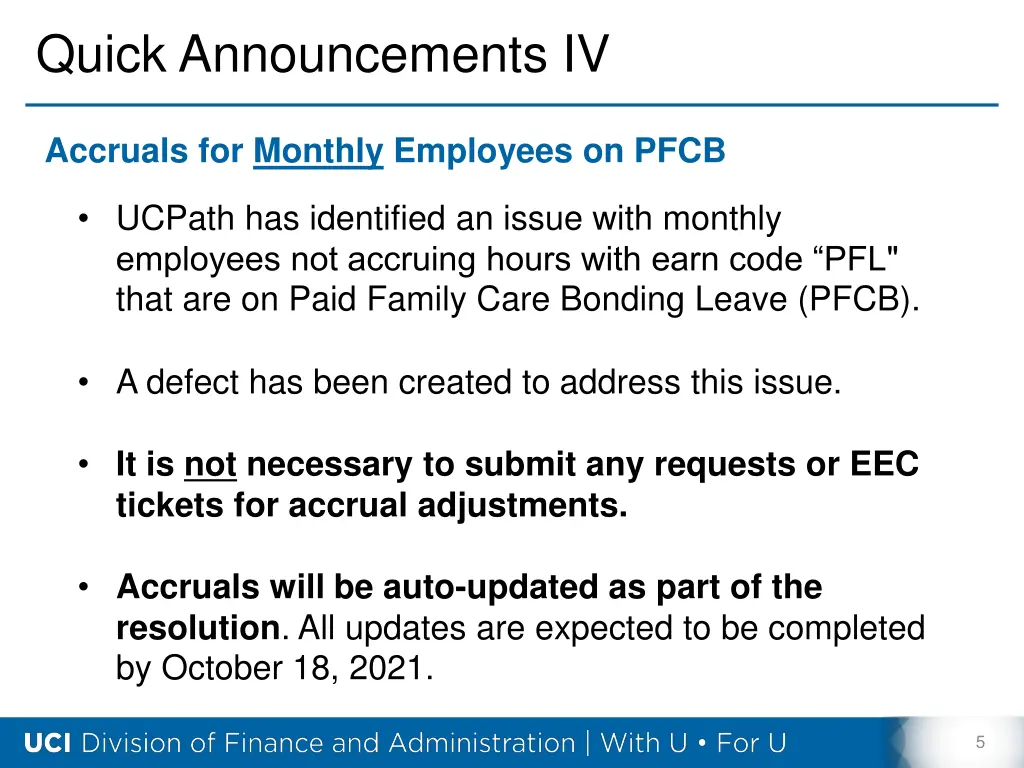 quick announcements iv