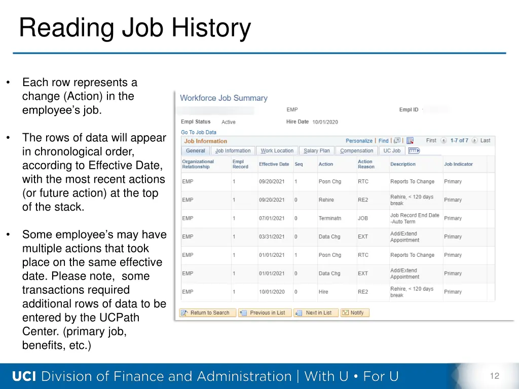 reading job history