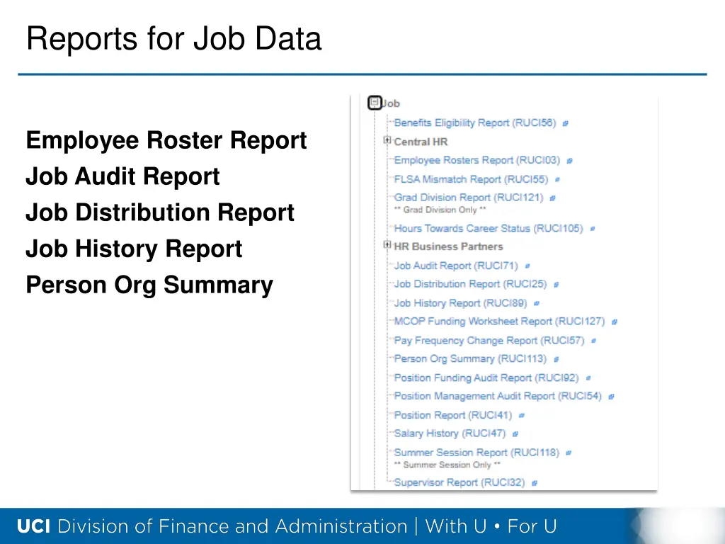 reports for job data