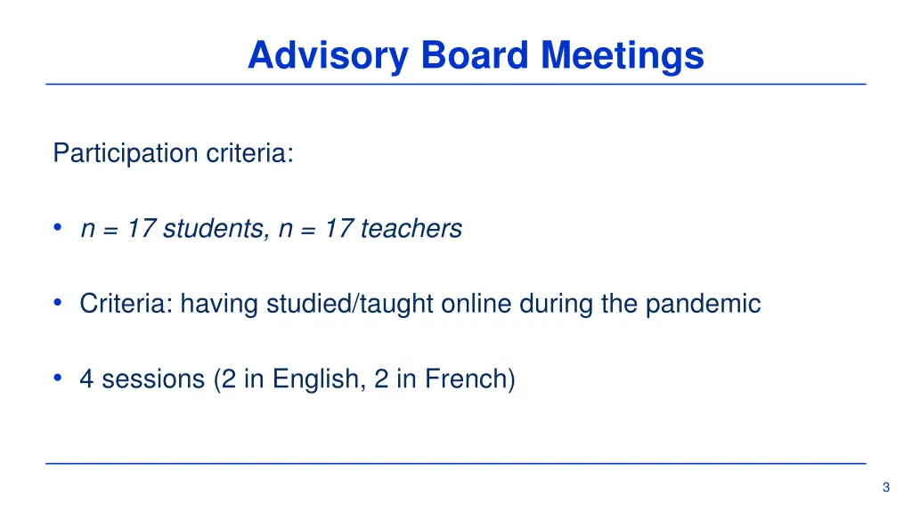 advisory board meetings