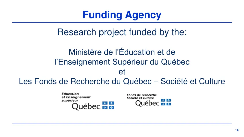 funding agency