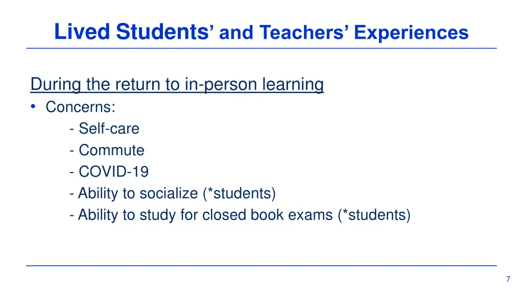lived students and teachers experiences 1