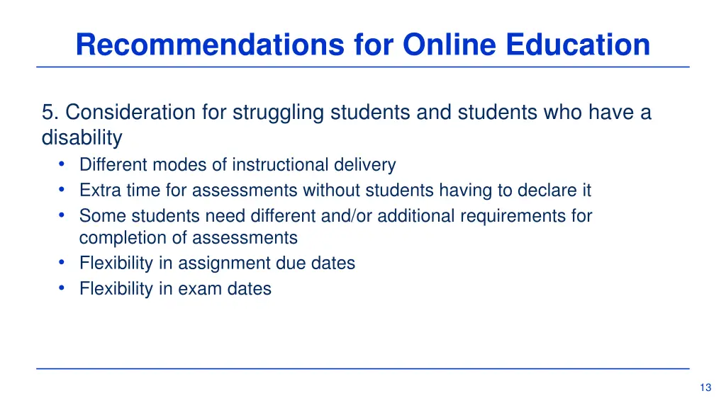 recommendations for online education 2