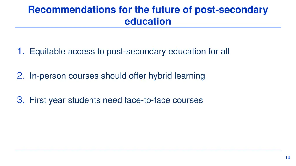 recommendations for the future of post secondary