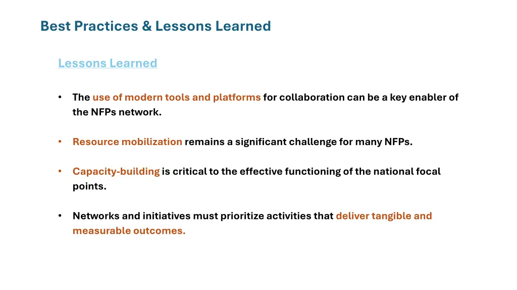 best practices lessons learned 1