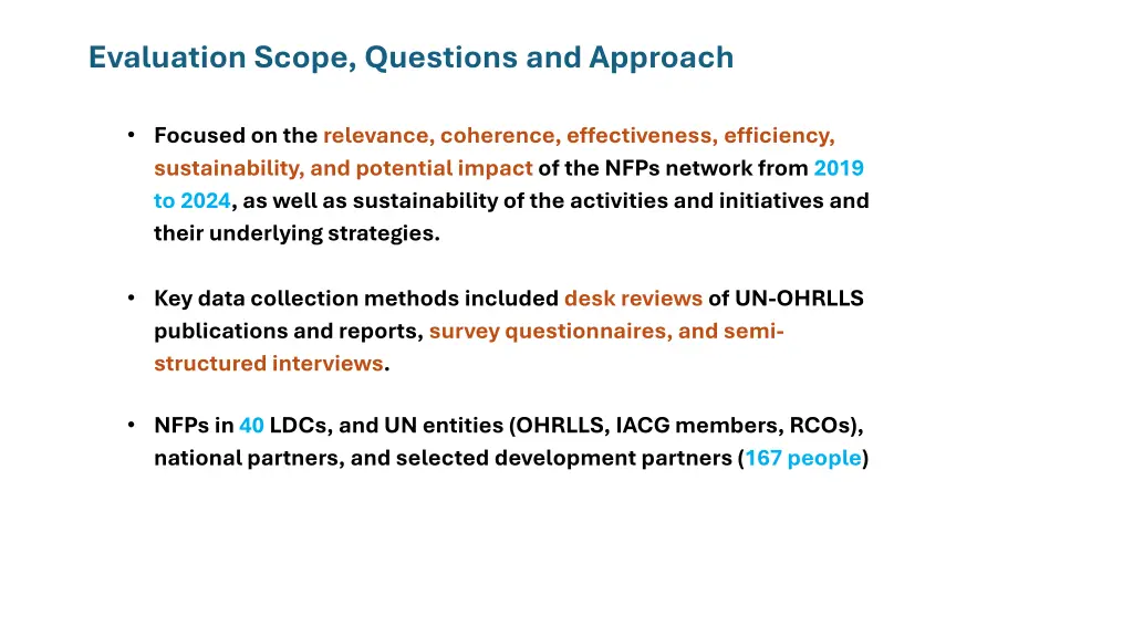 evaluation scope questions and approach