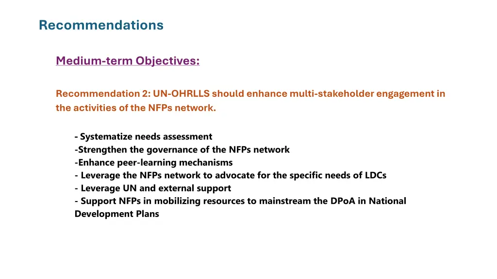 recommendations 1