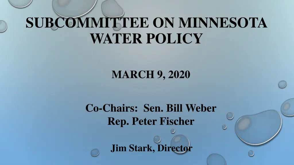 subcommittee on minnesota water policy