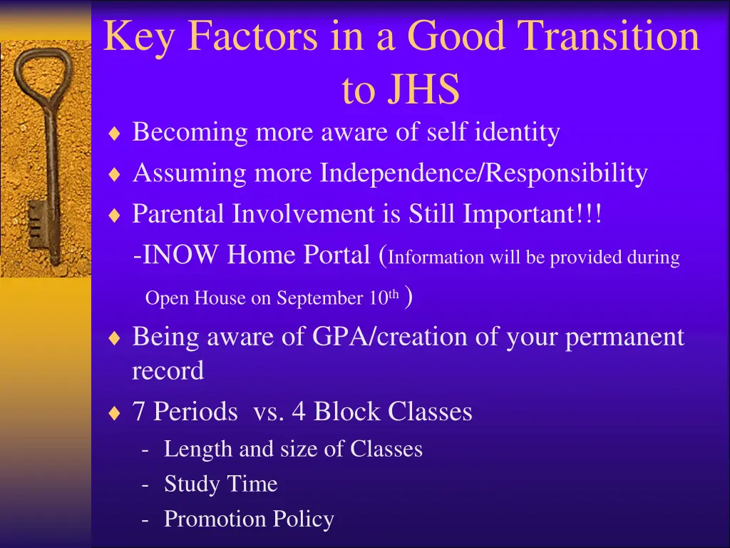 key factors in a good transition to jhs becoming