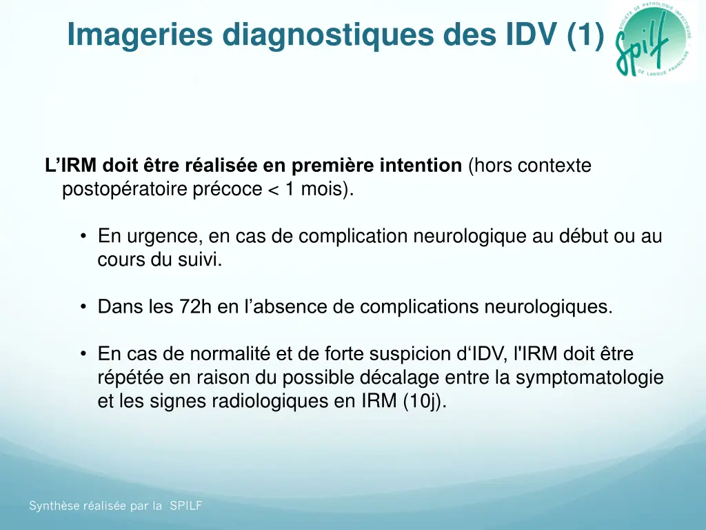 imageries diagnostiques des idv 1