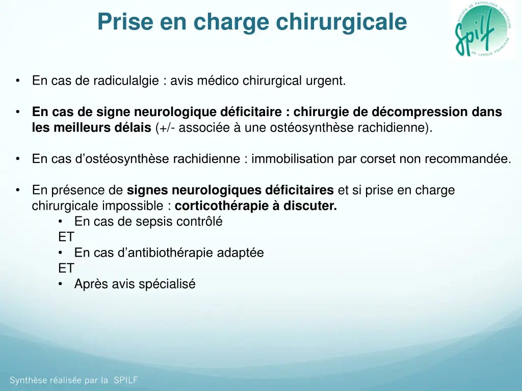 prise en charge chirurgicale