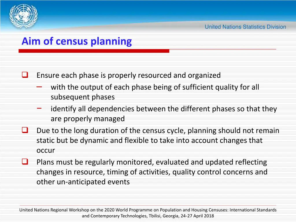 aim of census planning