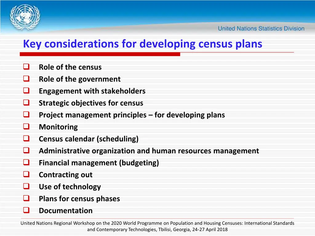 key considerations for developing census plans