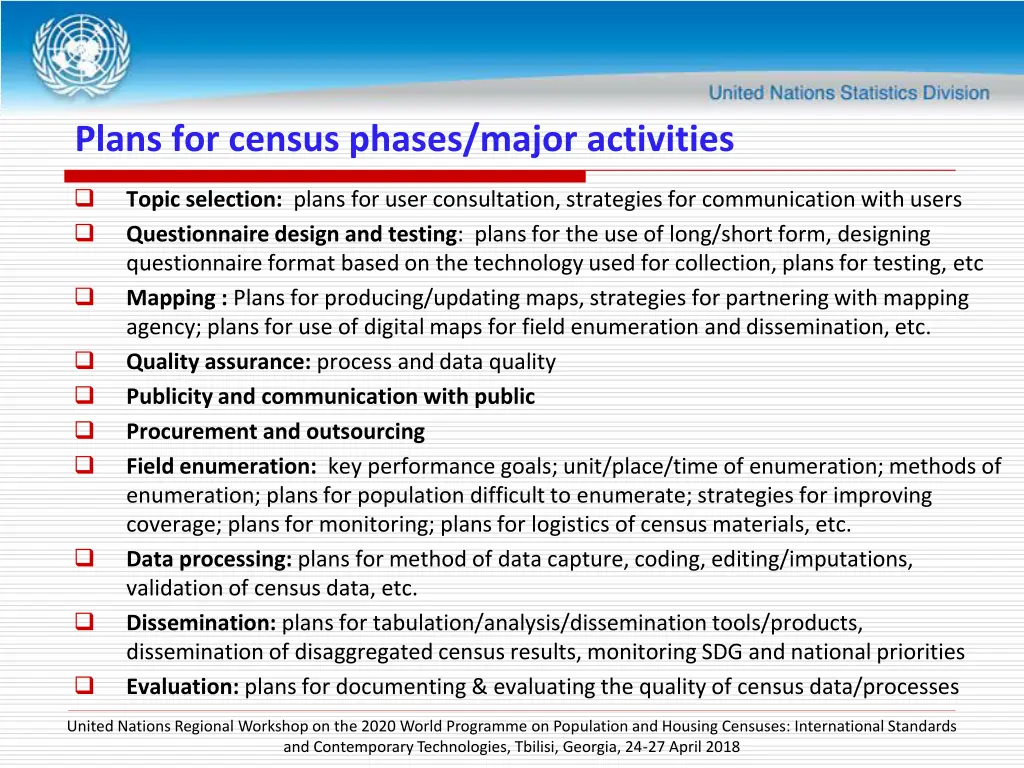 plans for census phases major activities