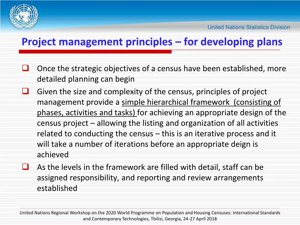 project management principles for developing plans