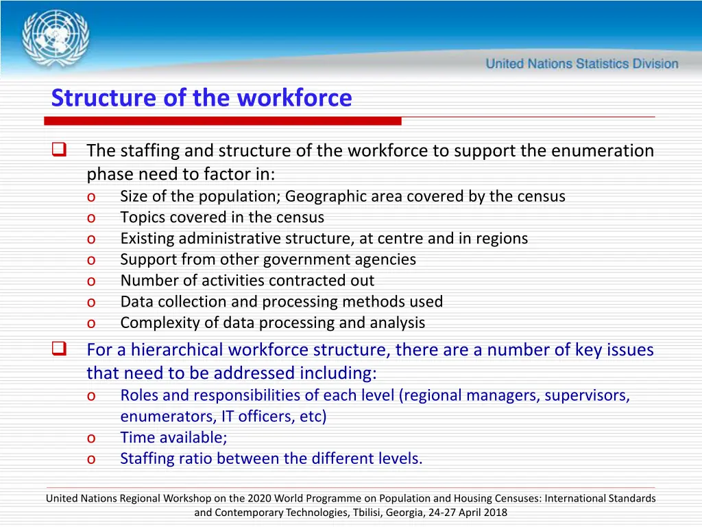 structure of the workforce
