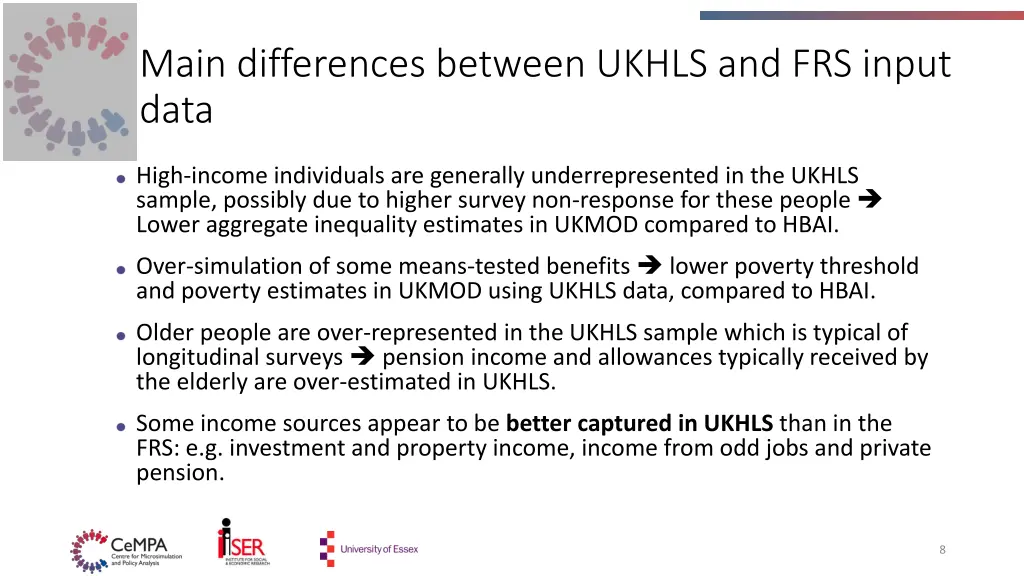 main differences between ukhls and frs input data