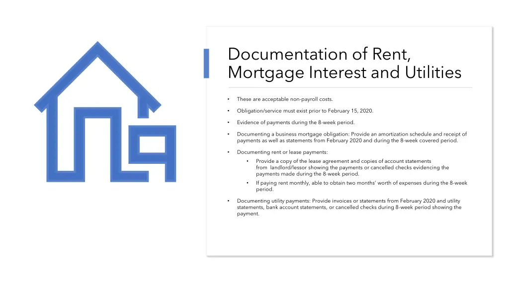 documentation of rent mortgage interest
