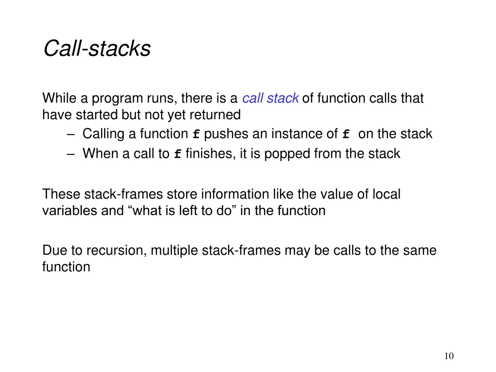 call stacks