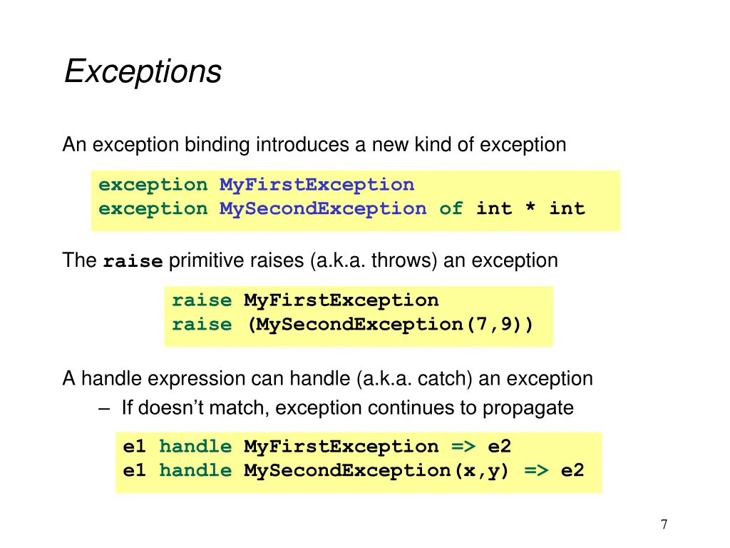 exceptions
