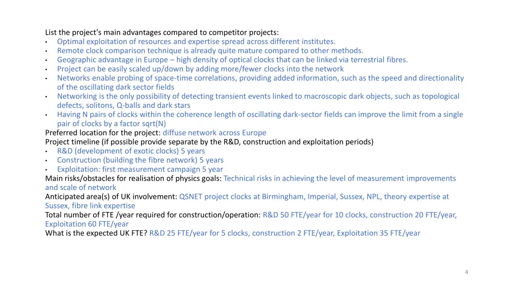 list the project s main advantages compared