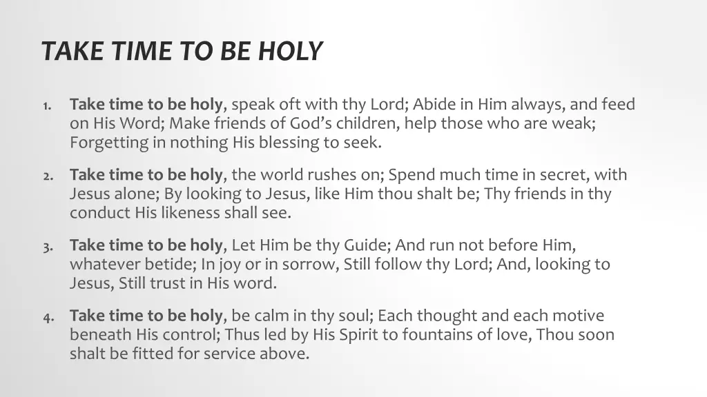 take time to be holy