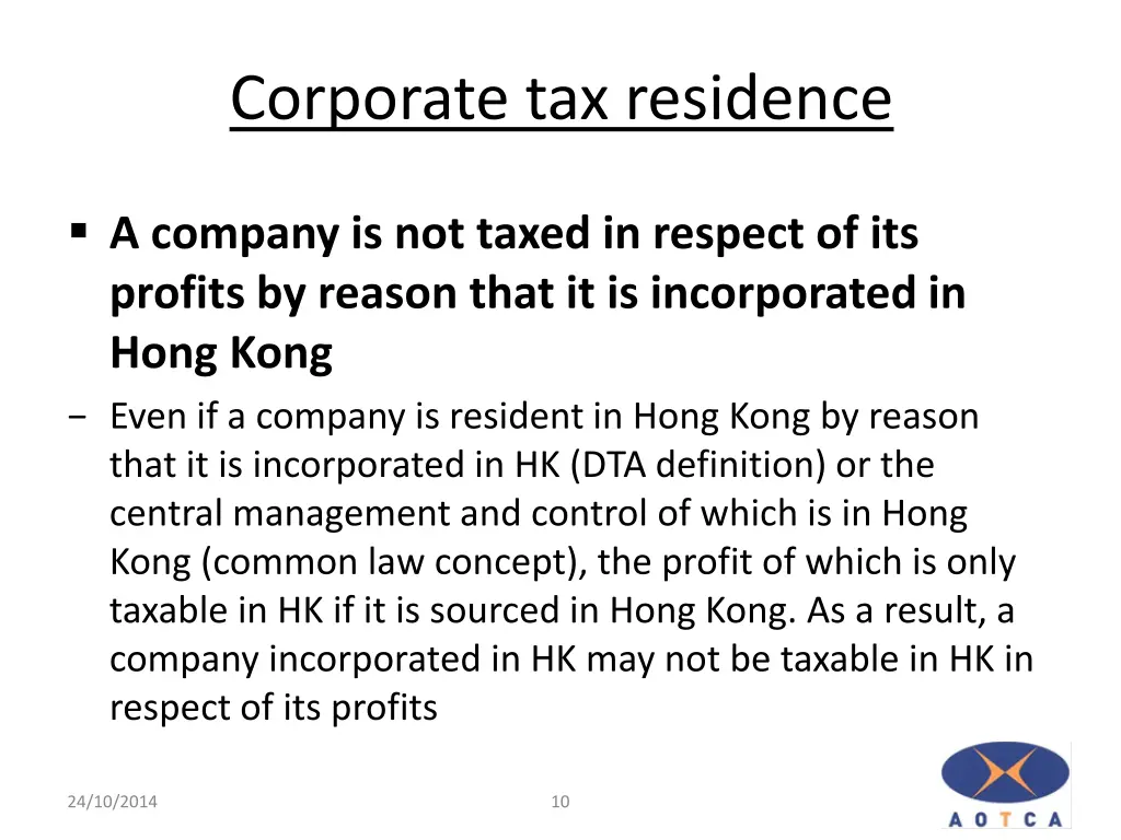 corporate tax residence