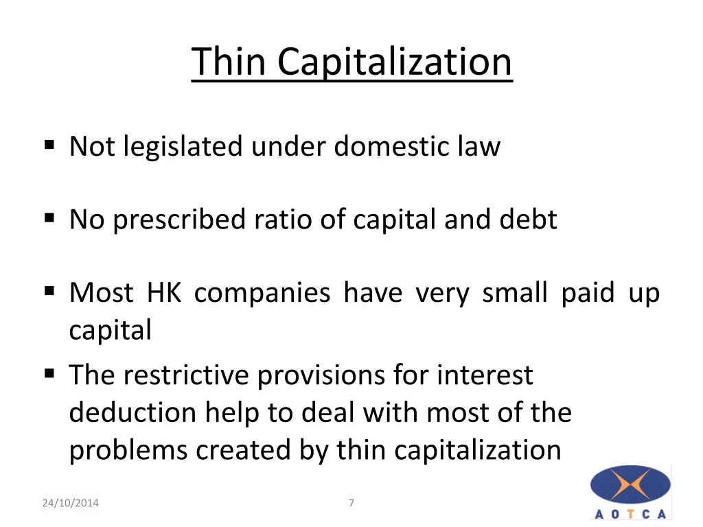 thin capitalization