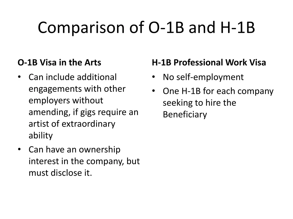 comparison of o 1b and h 1b 1