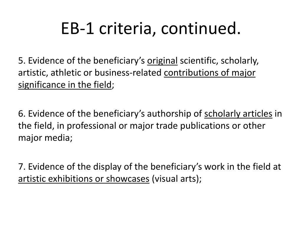 eb 1 criteria continued 1