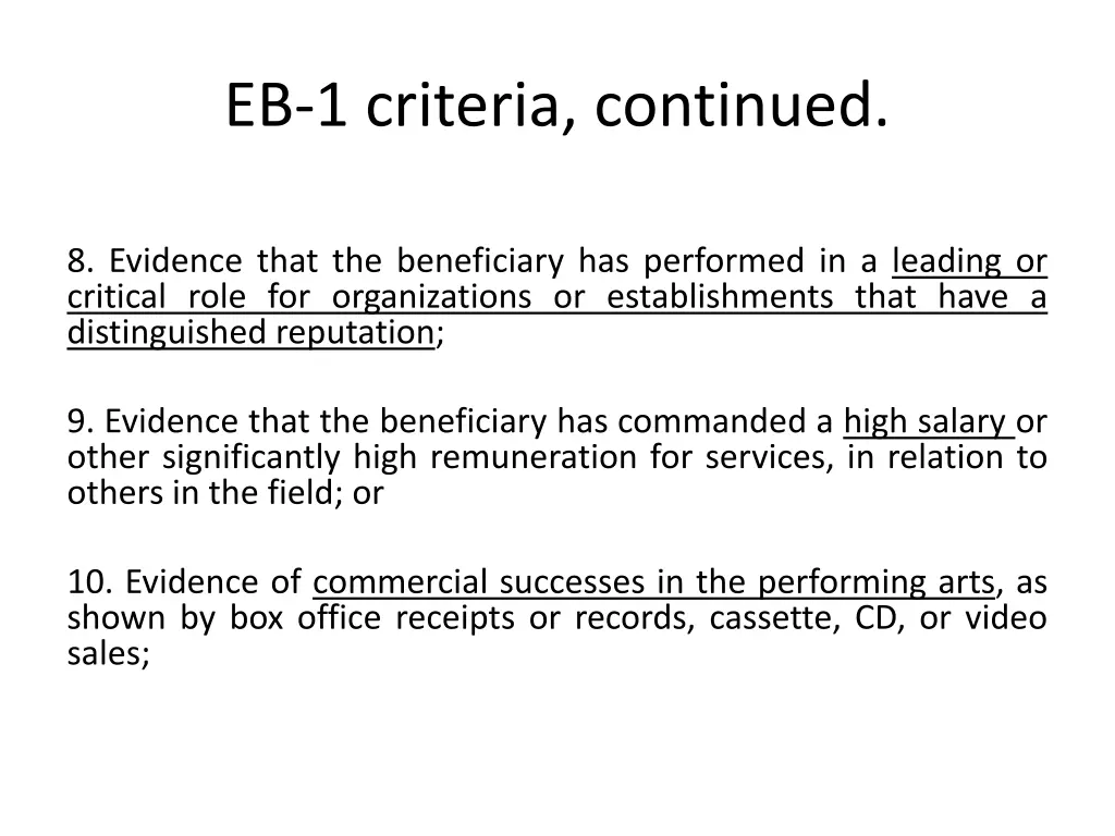 eb 1 criteria continued 2