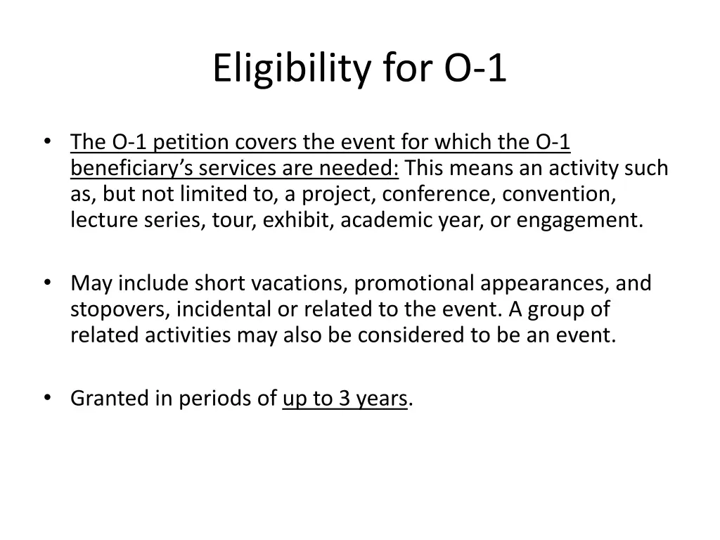 eligibility for o 1