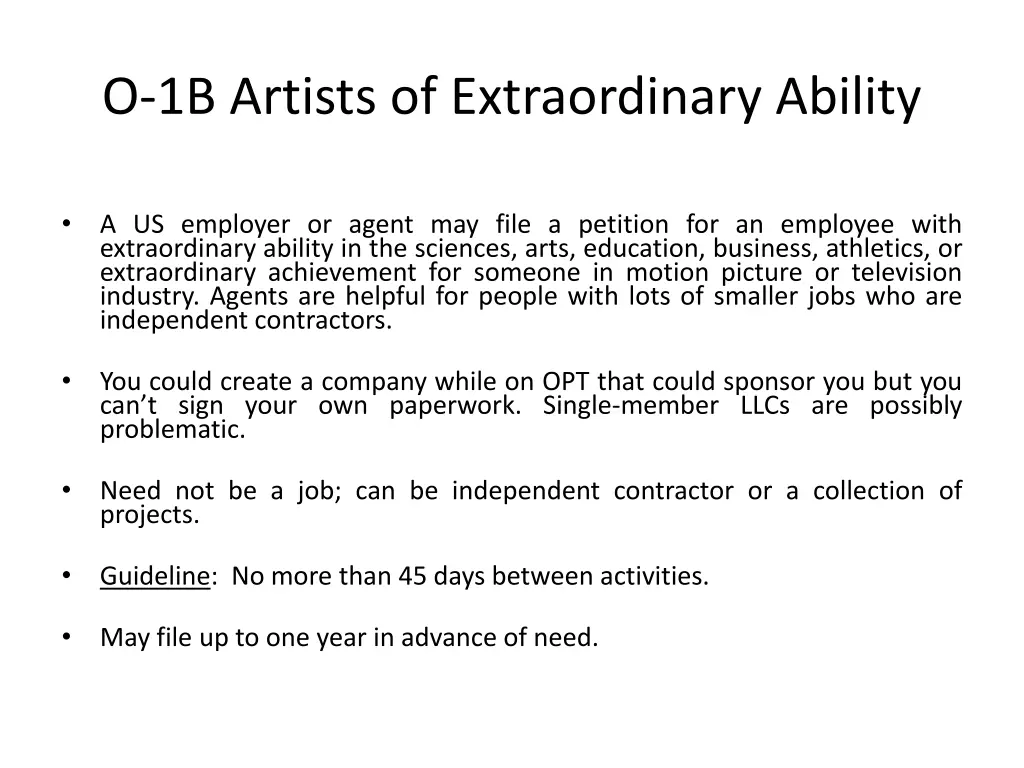 o 1b artists of extraordinary ability