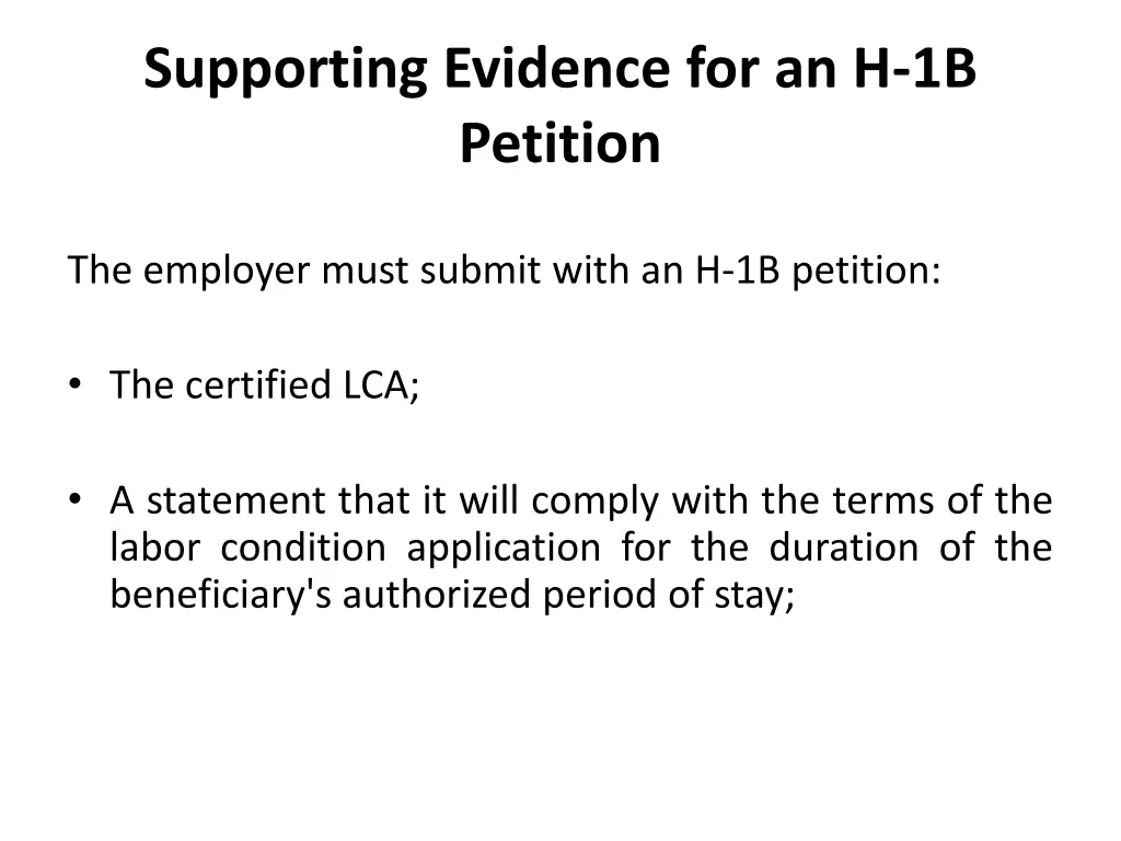 supporting evidence for an h 1b petition