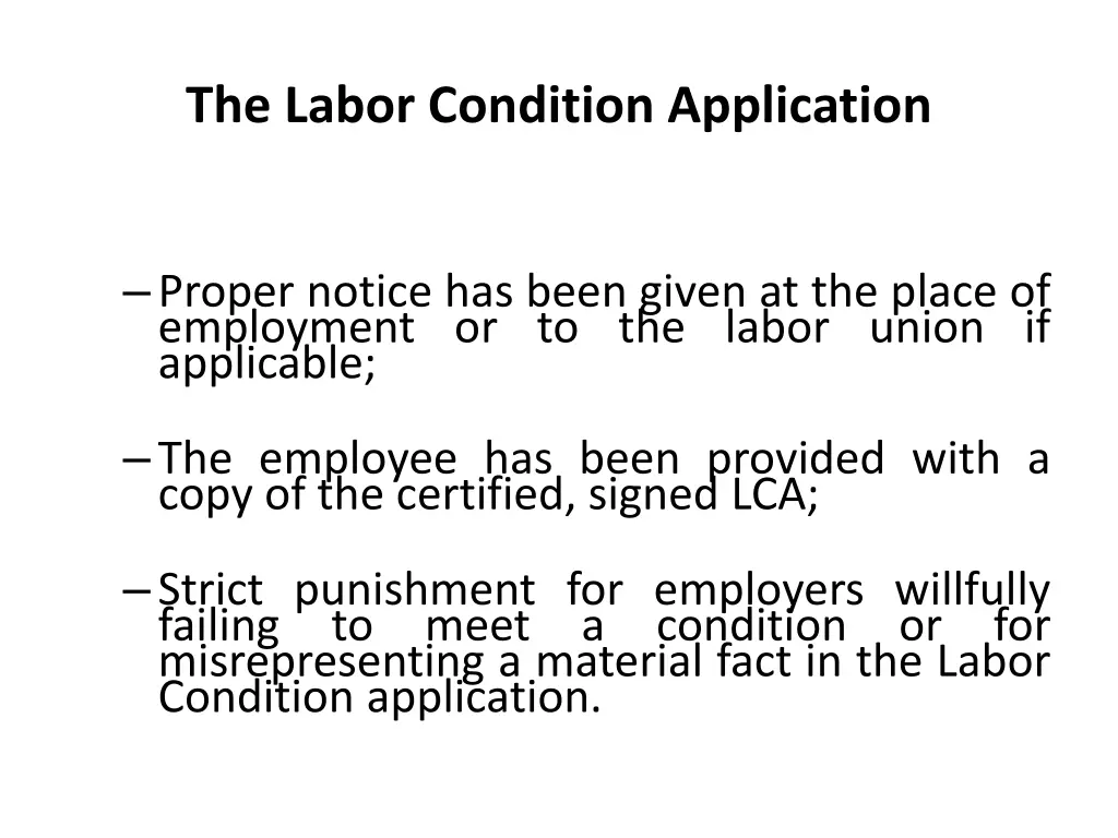 the labor condition application