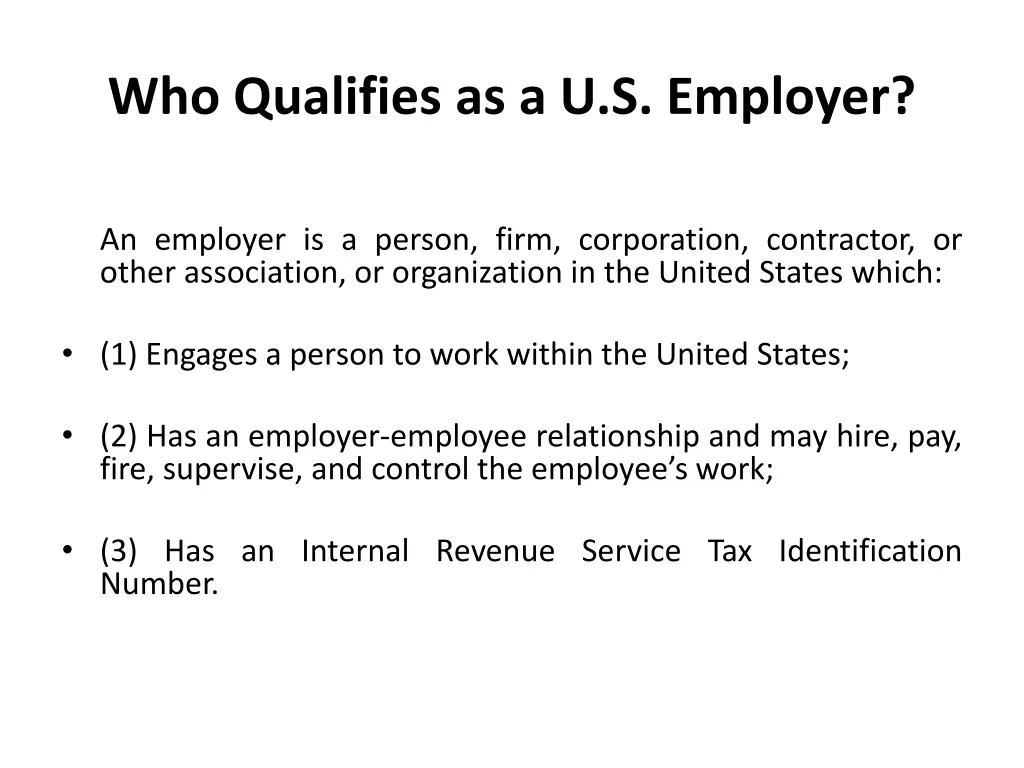 who qualifies as a u s employer