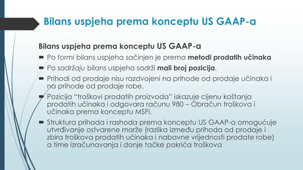 bilans uspjeha prema konceptu us gaap a