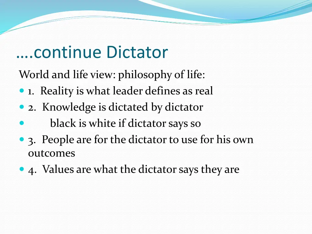 continue dictator