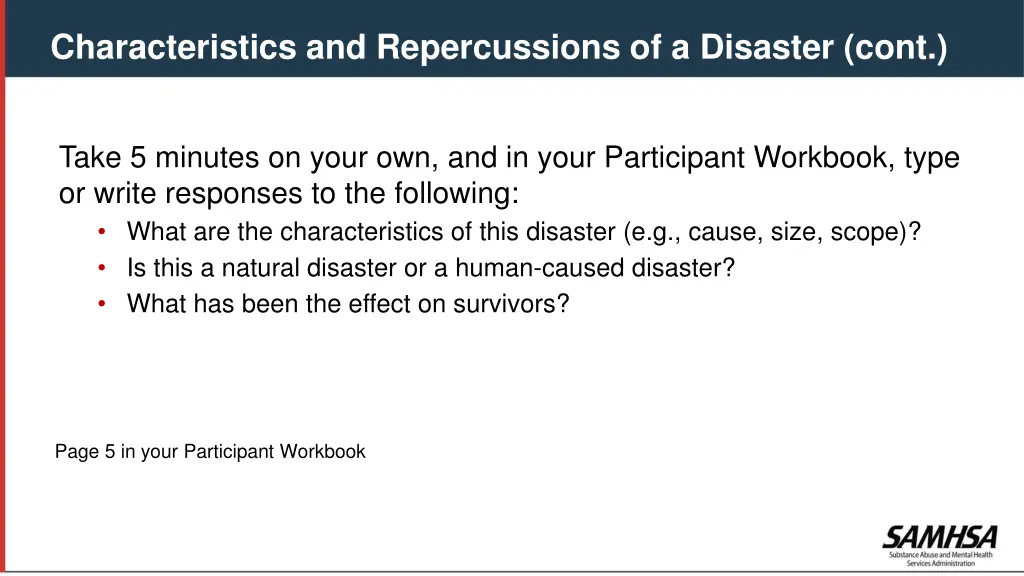 characteristics and repercussions of a disaster 2