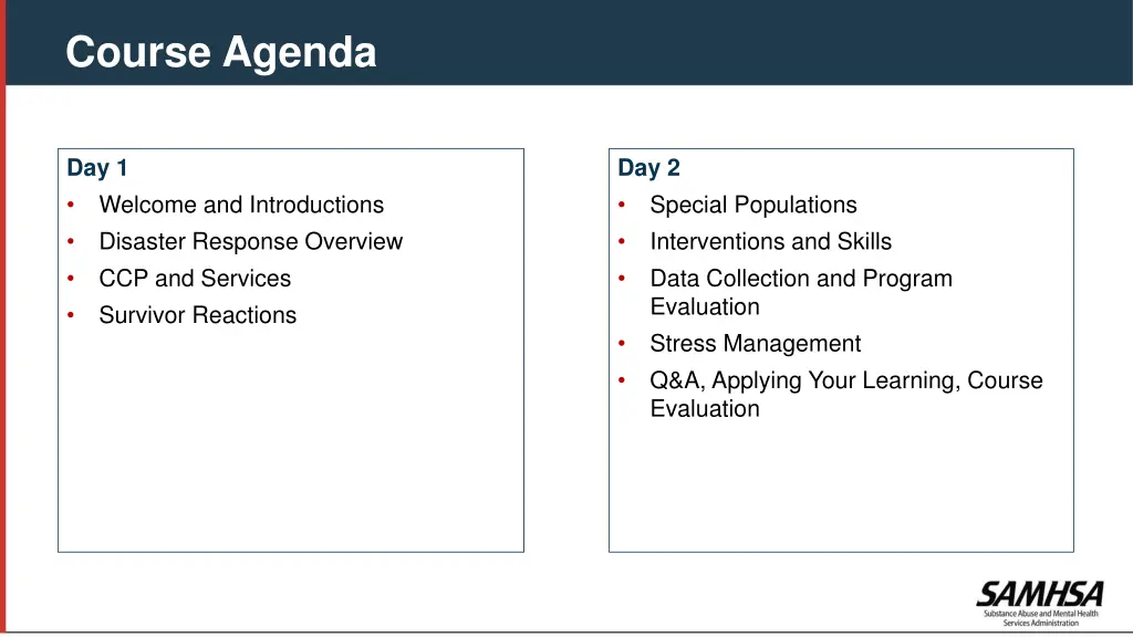 course agenda